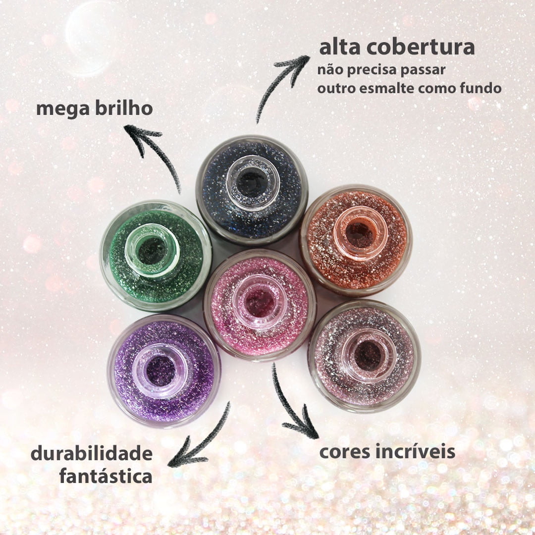 Esmalte Anita Coleção De Milhões 6 Cores Glitter