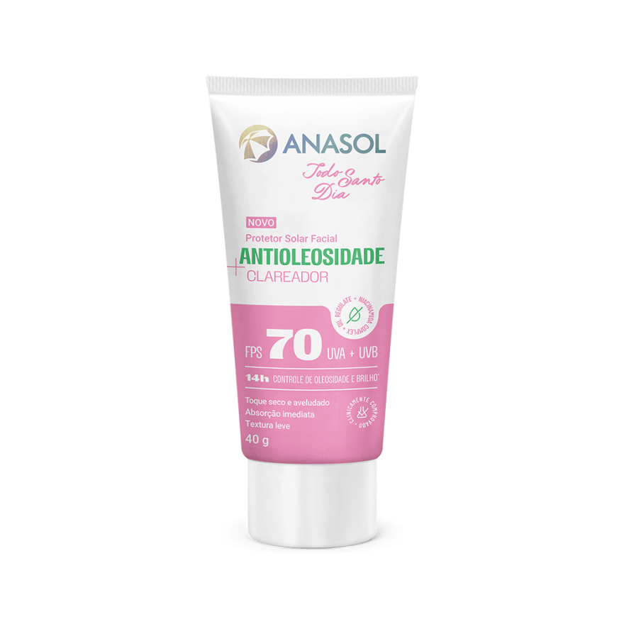 Anasol Todo Santo Dia Protetor Solar Facial Antioleosidade Clareador FPS 70