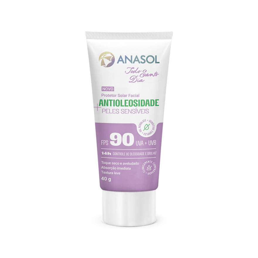 Anasol Todo Santo Dia Protetor Solar Facial Antioleosidade Sensitive FPS 90