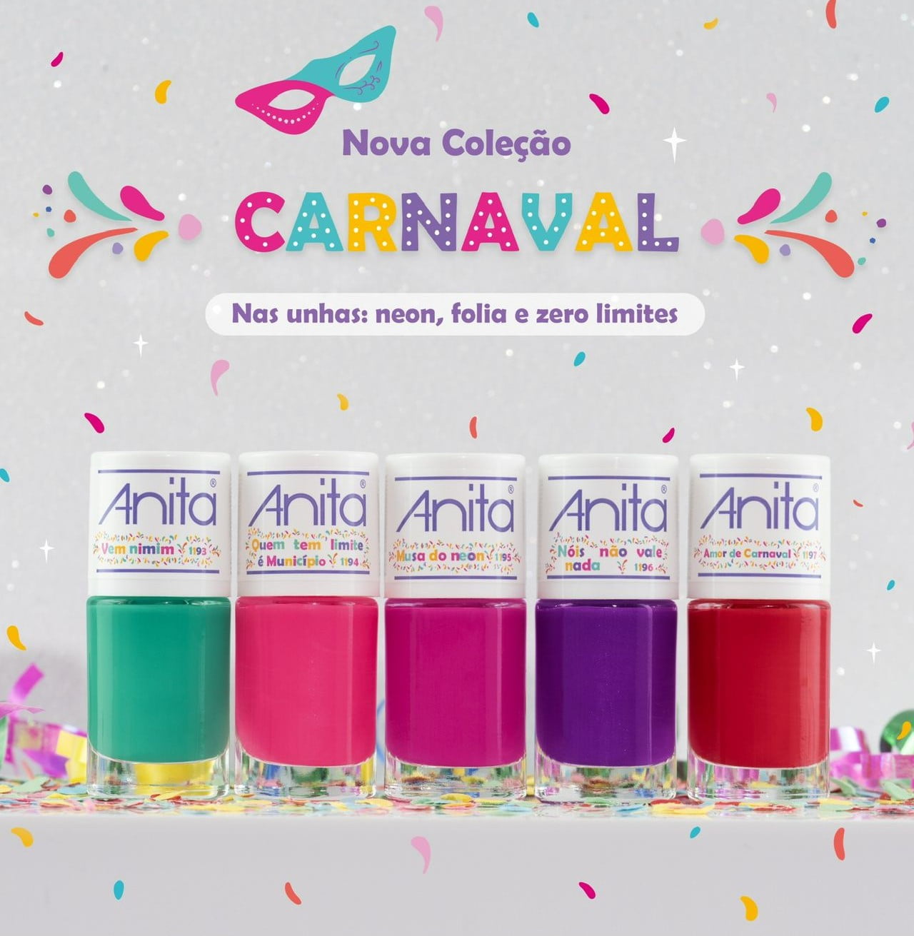 Esmalte Anita Coleção Carnaval com 5 Cores