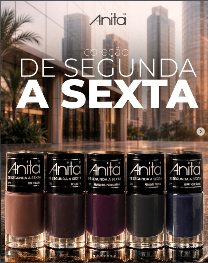 Esmalte Anita Coleção de Segunda a Sexta com 5 cores