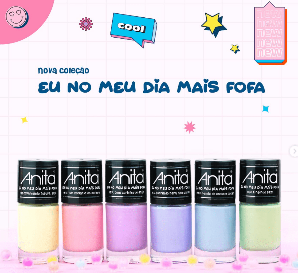 Esmalte Anita Coleção Eu No Meu Dia Mais Fofo com 6 cores cremosas