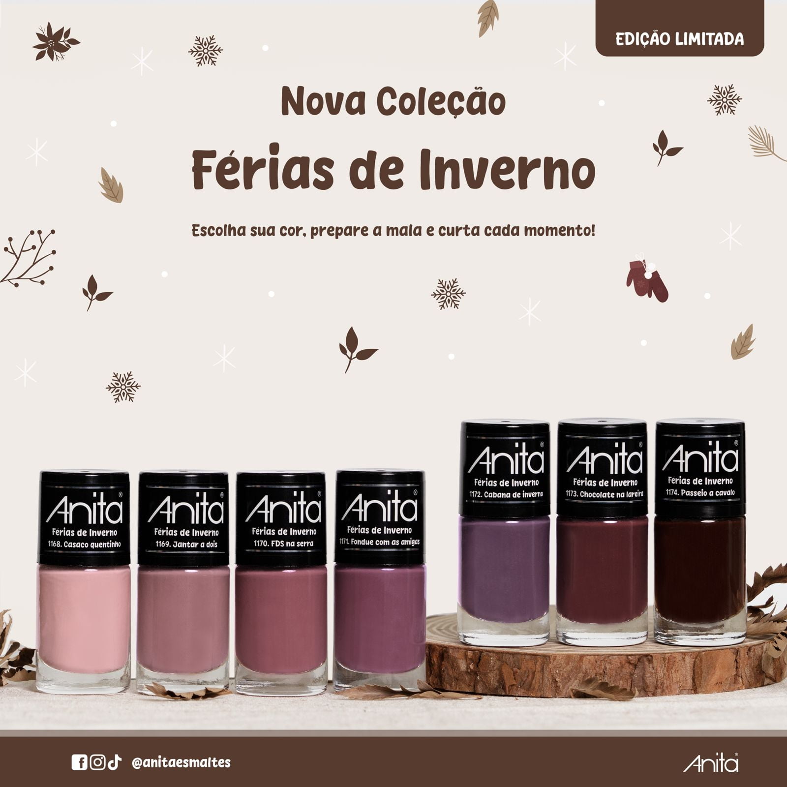Esmalte Anita Coleção Férias de Inverno - com 07 cores
