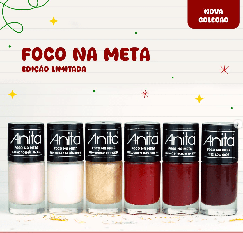 Esmalte Anita Coleção Foco na Meta com 6 Cores